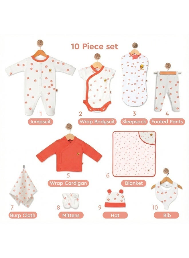 HoneyBee Newborn Essentials Set-100% Organic Cotton, 10-Pcs Baby Gift Set for Boys & Girls (0-3) - Made in Turkey - Image 2