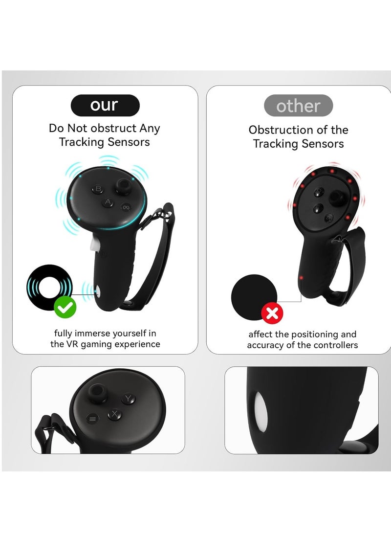 SYOSI Silicone Cover Set Compatible with Meta Quest 3 Accessories VR Silicone Face Cover VR Shell Cover Controller Grips Accessories Protective Lens Cover VR Accessories Protective Cover  - Image 2