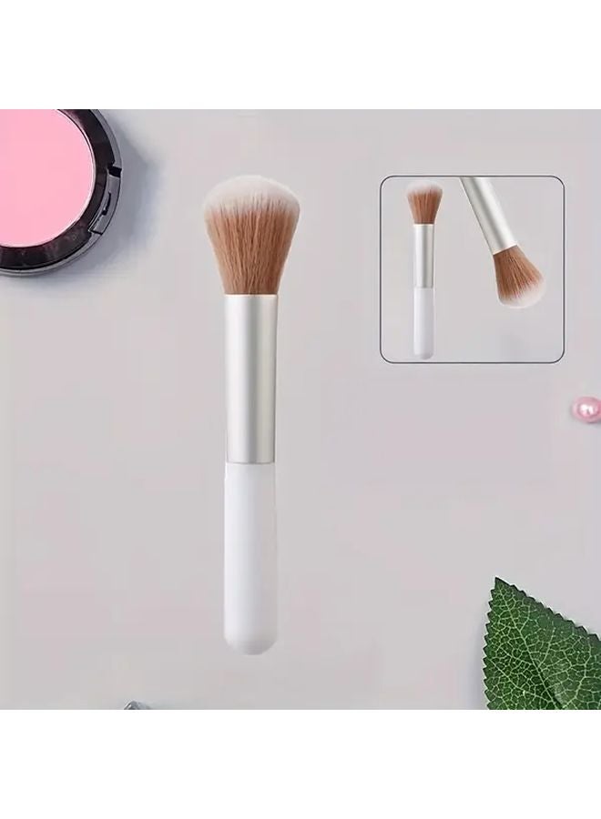 White Oil Free Makeup Brushes Nylon Bristles ABS Handles Foundation Blush Powder Travel Friendly - Image 3