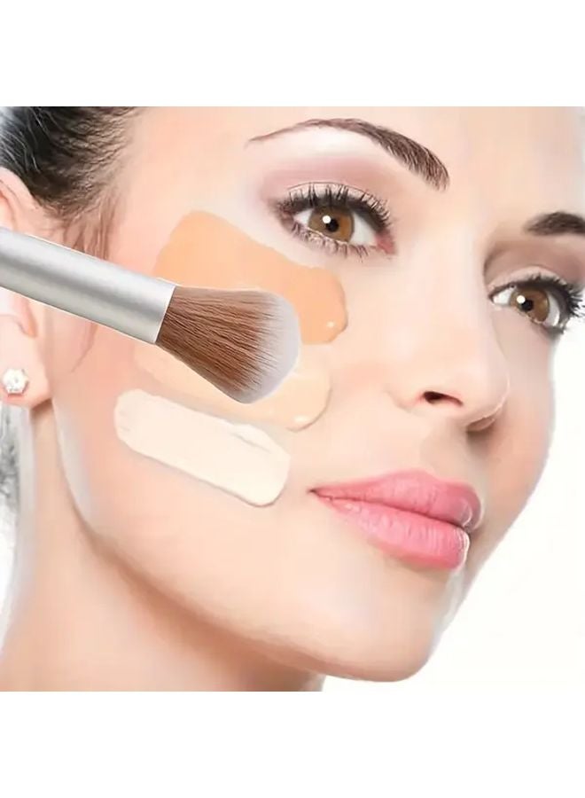 White Oil Free Makeup Brushes Nylon Bristles ABS Handles Foundation Blush Powder Travel Friendly - Image 4