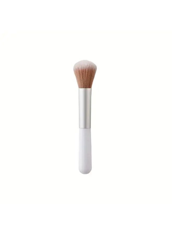 White Oil Free Makeup Brushes Nylon Bristles ABS Handles Foundation Blush Powder Travel Friendly - Image 1