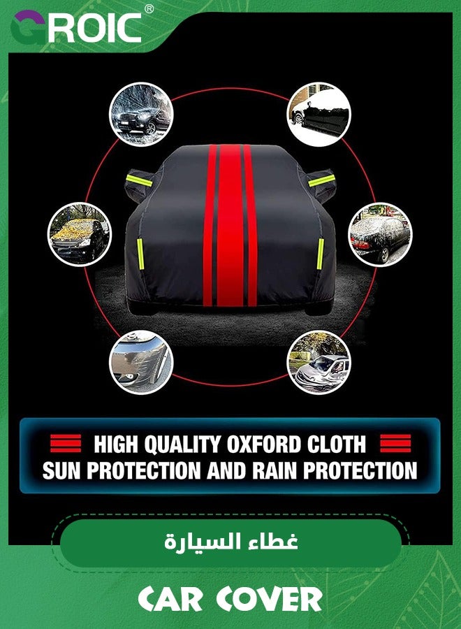 GROIC Car Cover, Multi-Layers Waterproof All Weather Car Cover, Outdoor Full Cover Windproof, Sand proof, Rain proof, UV proof Car Covers with Zipper Door with Reflective Strips Protection for SUV, Sedans - Image 2