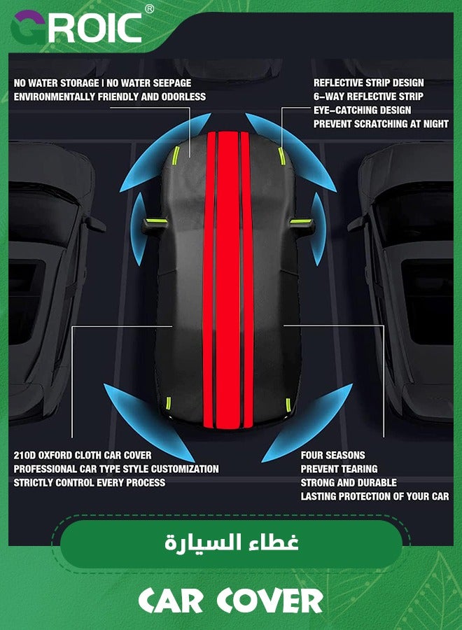 GROIC Car Cover, Multi-Layers Waterproof All Weather Car Cover, Outdoor Full Cover Windproof, Sand proof, Rain proof, UV proof Car Covers with Zipper Door with Reflective Strips Protection for SUV, Sedans - Image 5