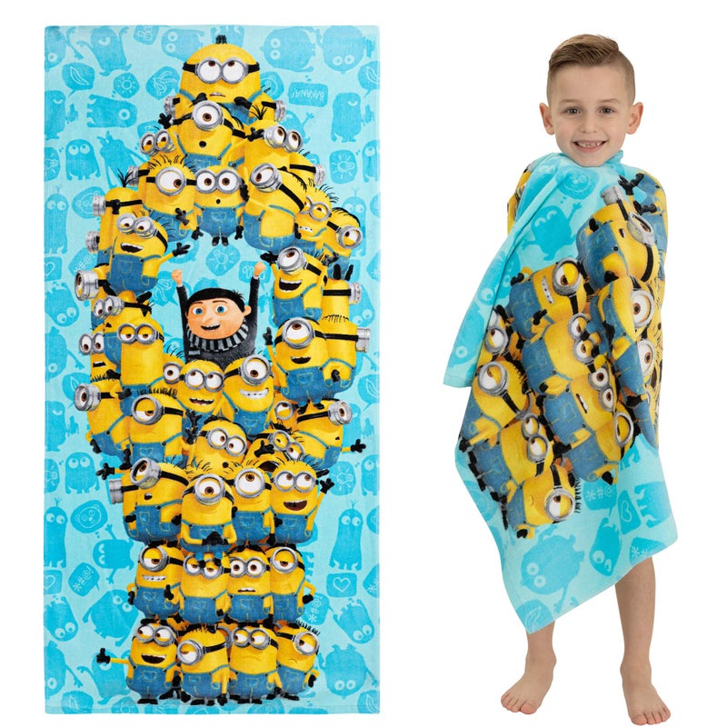 Franco Kids Super Soft Cotton BathPoolBeach Towel 58 in x 28 in Minions The Rise Of Gru