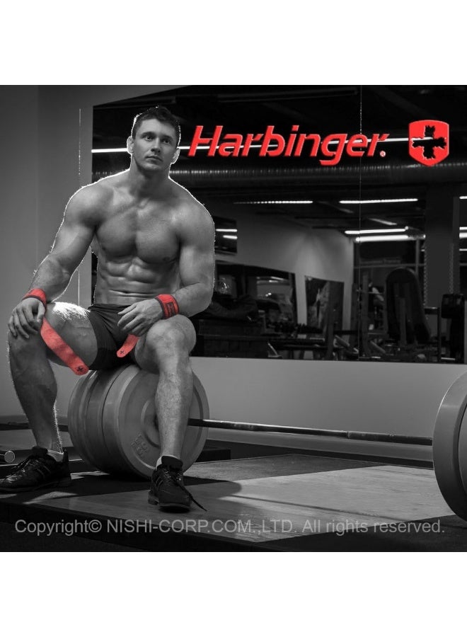 Harbinger Padded Leather Lifting Straps, Red - Image 1