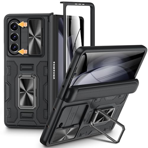 VEGO for Samsung Z Fold 5 Case with Slide Camera Cover Screen Protector Builtin 360 Magnetic Kickstand Drop Protection Case for Samsung Galaxy Z Fold 5 5G 2023 Black - Image 1