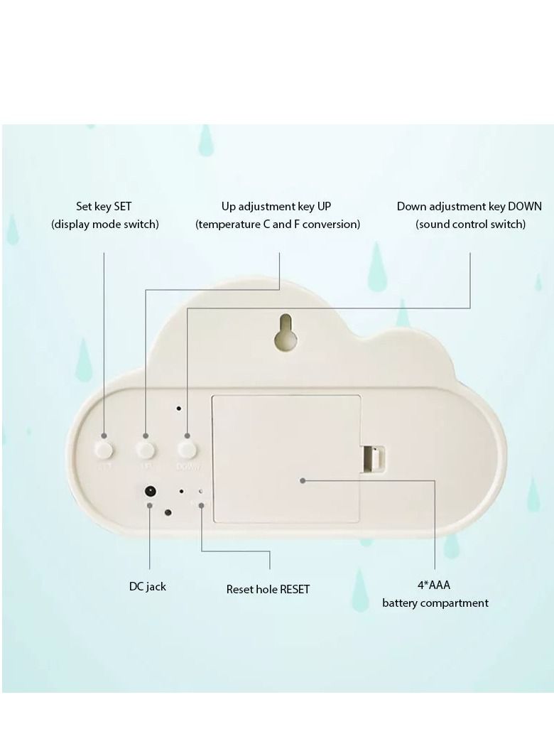 cloud Digital Alarm Clock Office Cloud LED Clock Room Table Clock Voice Control Clock  - Image 4