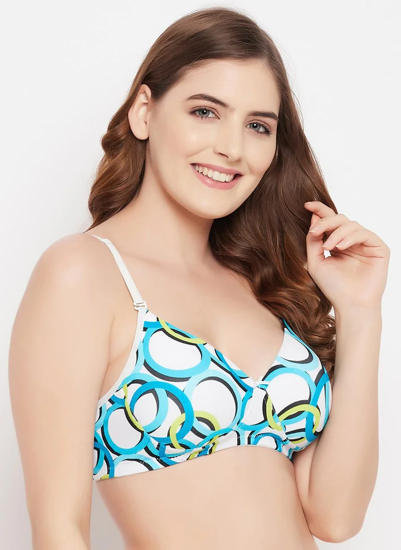 Clovia Blue Clovia Padded Non-Wired Full Cup Printed Multiway T-shirt Bra in White for Women | Best Price UAE