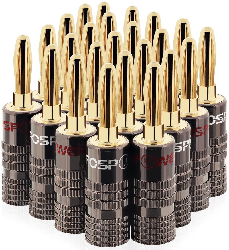 FosPower Banana Plugs 12 Pairs / 24 pcs, Closed Screw 24K Gold Plated Speaker Plug Connectors for Speaker Wire, Wall Plate, Home Theater, Audio/Video Receiver, Amplifiers and Sound Systems - Image 1