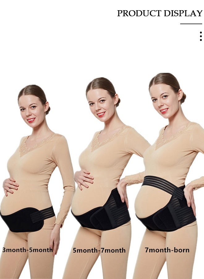 DUNISO حزام الأمومة لدعم الحمل مقاس XL، 3 قطع، حزام الخصر/الظهر/البطن، دعامة للبطن، أسود - Image 4