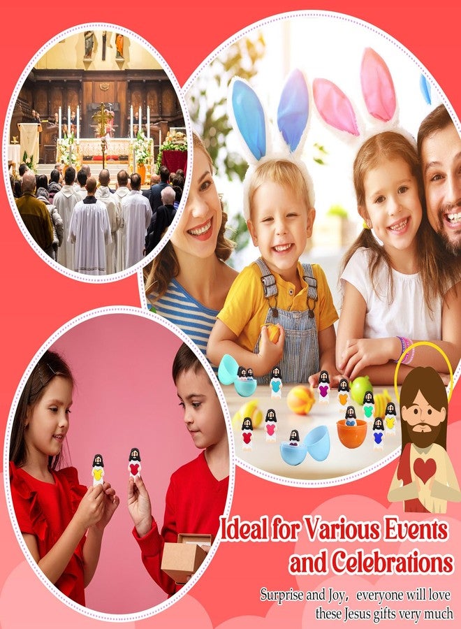 Bememo 25 Pack Little Jesus Figures Mini Rubber Jesus Toys Figurines Bulk Hide and Seek Religious Gifts for Sunday School Baptism Easter Valentine Party Supplies(White, Colorful) - Image 3