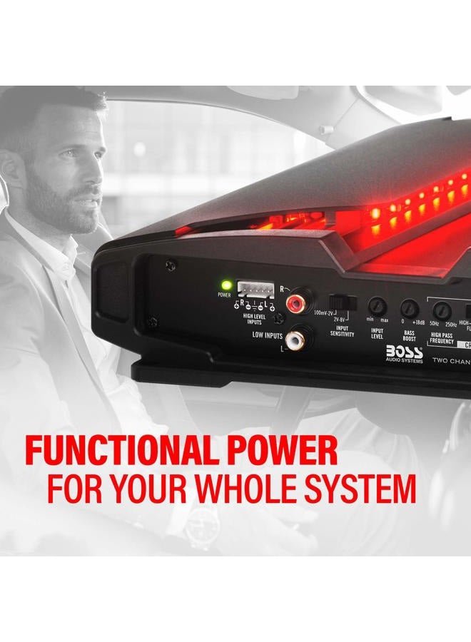 BOSS AUDIO SYSTEMS PT1600 Phantom Series Car Stereo Amplifier – 1600 High Output, 2 Channel, Class A/B, 2/4 Ohm, High/Low Level Inputs, High/Low Pass Crossover, Full Range, Mosfet, Bridgeable - Image 2