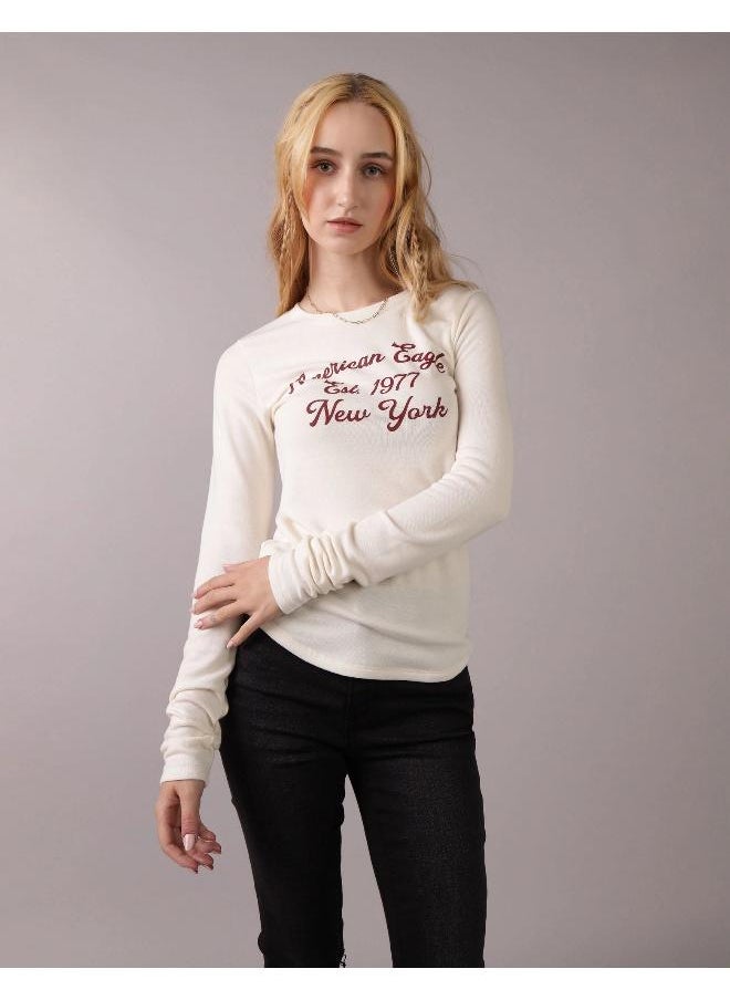 American Eagle - AE Long-Sleeve Long & Lean Logo Graphic Thermal T-Shirt - Image 1