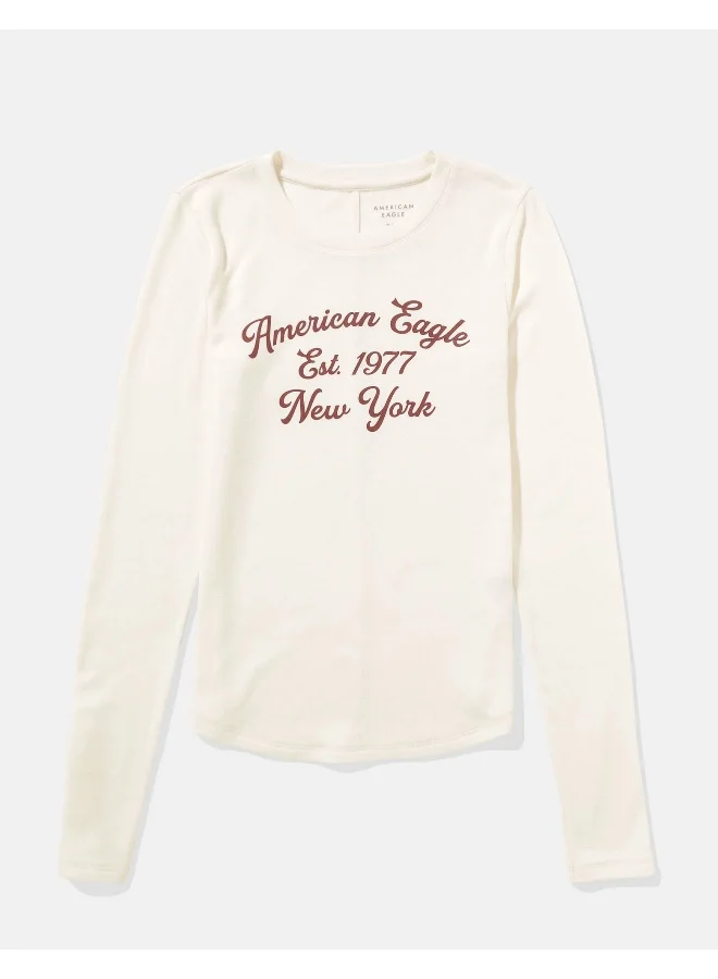 امريكان ايجل AE Long-Sleeve Long & Lean Logo Graphic Thermal T-Shirt