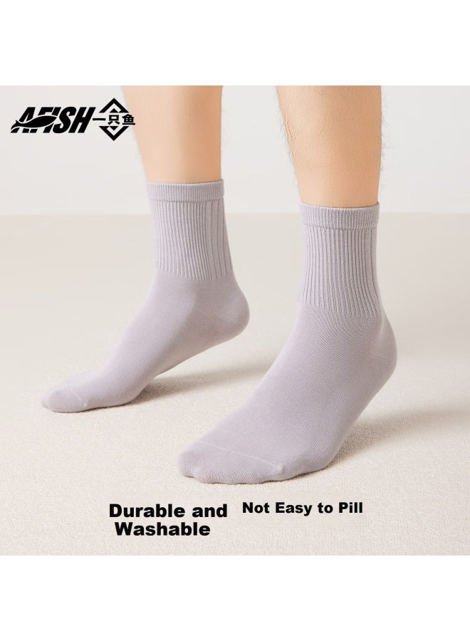 A FISH Yizhiyu Autumn And Winter Long Socks For Men And Women, 10a Grade Antibacterial Deodorant Mid-calf Cotton Socks Breathable Casual Socks Men's Socks 4 Pairs - Image 4