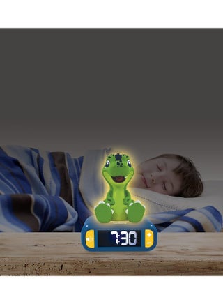 Lexibook Dinosaur Nightlight Alarm Clock for Kids Bedroom, Educational Digital Alarm Clock with LCD Display, Soft Glowing Dinosaur Night Light, Snooze Function, Built-in Alarm Sounds, Blue/Green Kids Table Clock for Boys and Girls, Fun and Interactive Time Learning Clock for Children - view 5