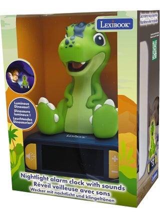 Lexibook Dinosaur Nightlight Alarm Clock for Kids Bedroom, Educational Digital Alarm Clock with LCD Display, Soft Glowing Dinosaur Night Light, Snooze Function, Built-in Alarm Sounds, Blue/Green Kids Table Clock for Boys and Girls, Fun and Interactive Time Learning Clock for Children - view 3