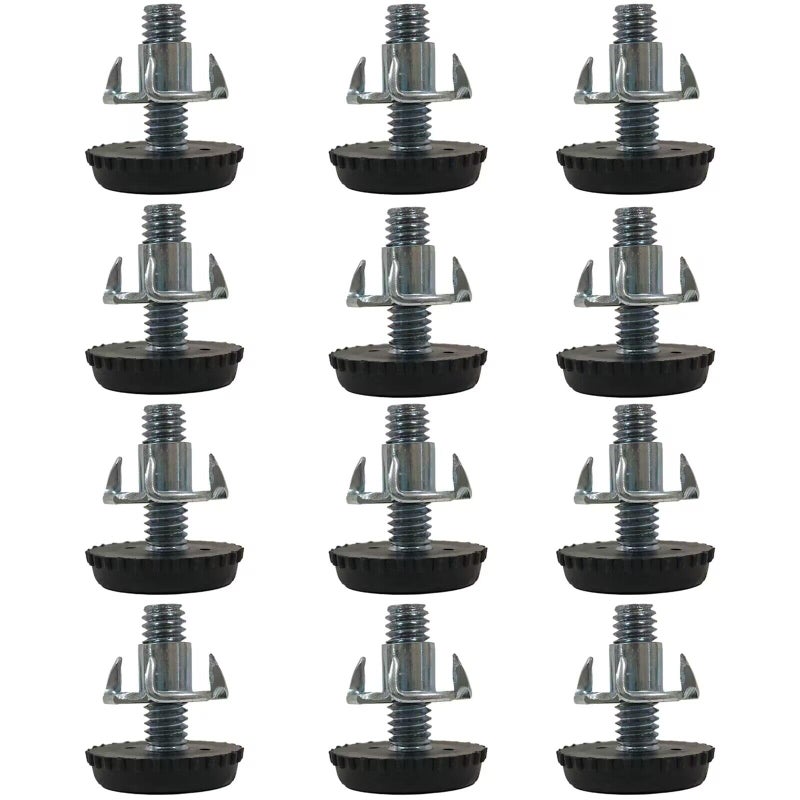Tamu Leveling Feet Adjustable Furniture Levelers  516 inch Threaded Shank wTNuts Leg Leveler for TableChair and Furniture Legs Adjusts from 0 to 1  Pack of 12 Black 