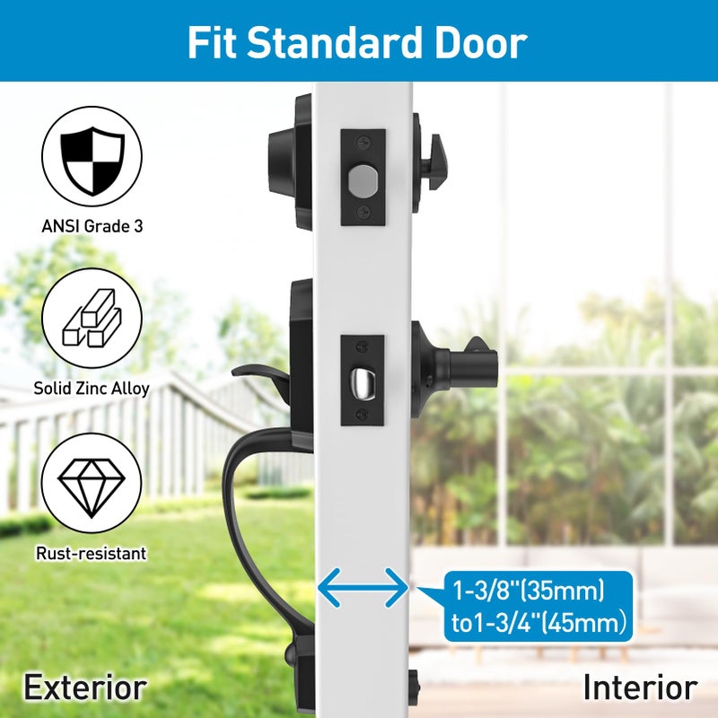 Hosom Oil Rubbed Bronze Front Door Handle Set Single Cylinder Exterior Door Lock Set With Deadbolt Reversible For Right And Left Handed Doors - Image 2