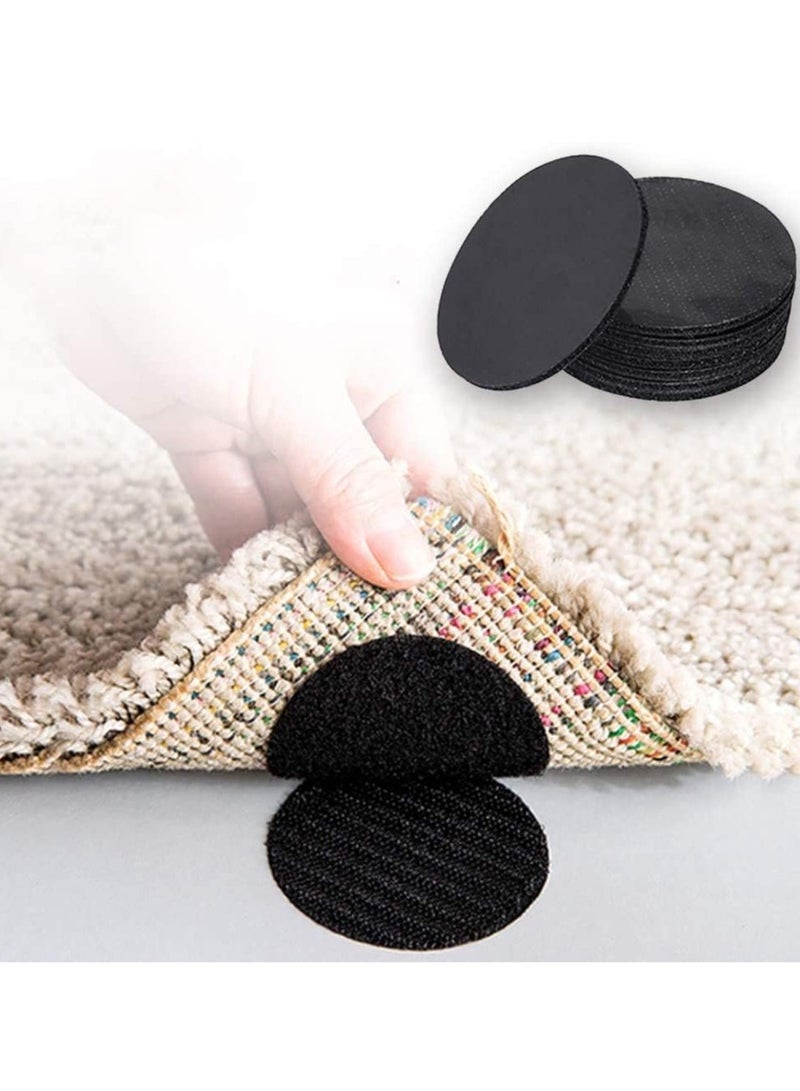 10pcs Reusable Rug Grippers Sofa Cushion Fasteners, Washable Rug Pads Carpet Stickers, Fixed Rug Pads Non-Slip for Wooden and Hard Floors, Floor Mats, Tile Floors, Carpets (Round)  - Image 1