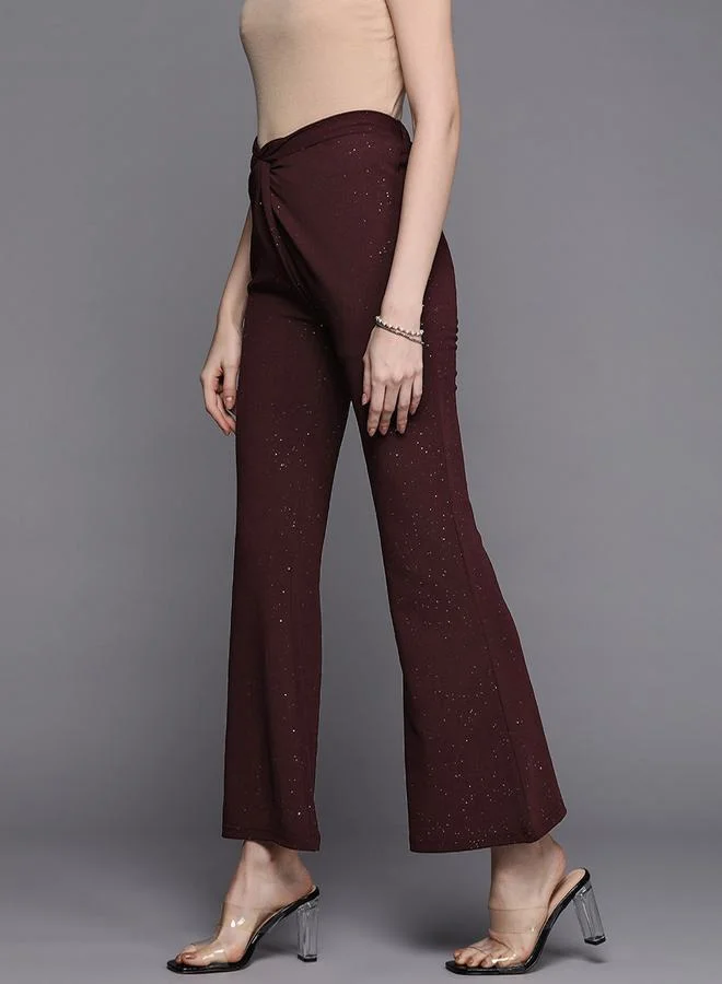 ساسافراس Shimmer Twisted Waistband Bellbottom Pants by Styli
