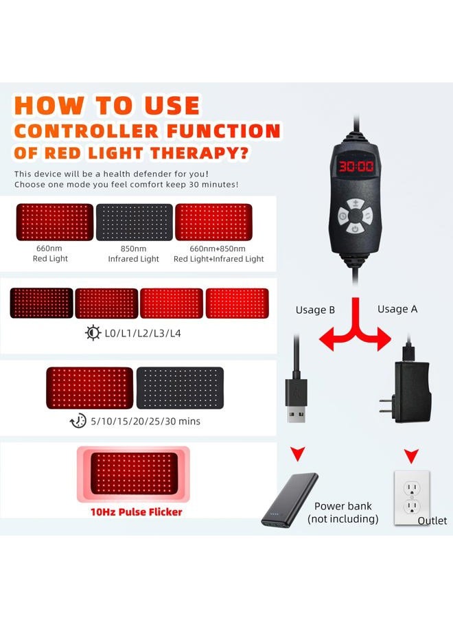 feangli Infrared Red Light Therapy Wearable Infrared Light Wrap with Timer 3-in-1 Chips 660nm&850nm for Body Pain Relief, Decrease Inflammation, Recovery - Image 5