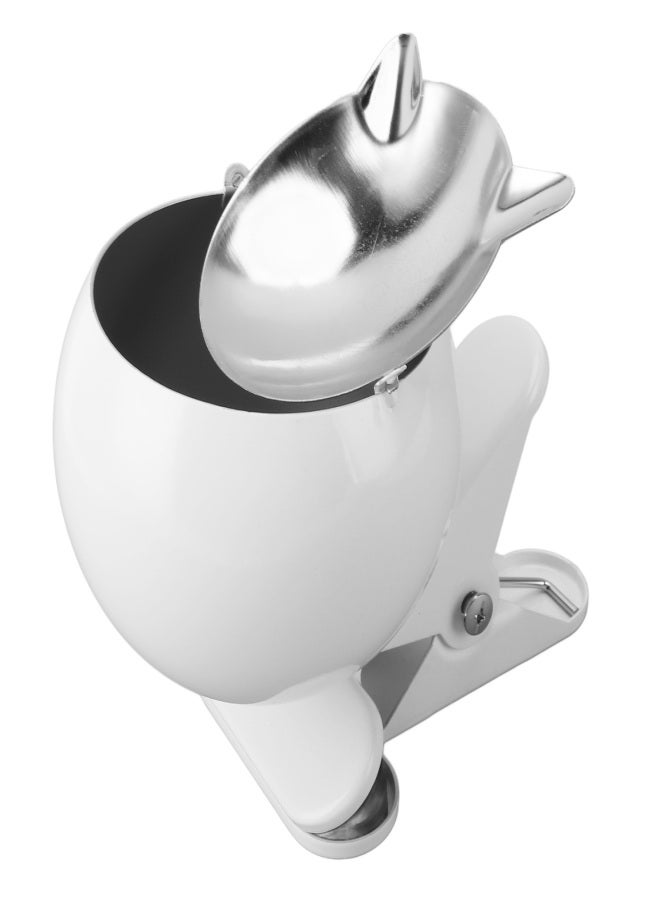 منفضة سجائر بمشبك مقاوم للرياح، منفضة سجائر أنيقة ومبتكرة مصقولة ومزخرفة مع غطاء، مناسبة للحانات ومقاهي الإنترنت وصالات الكاريوكي والمكاتب والطاولات، لون أبيض - Image 1