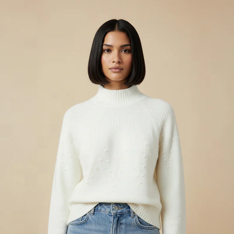 Yoke Detail Sweater with Long Sleeves