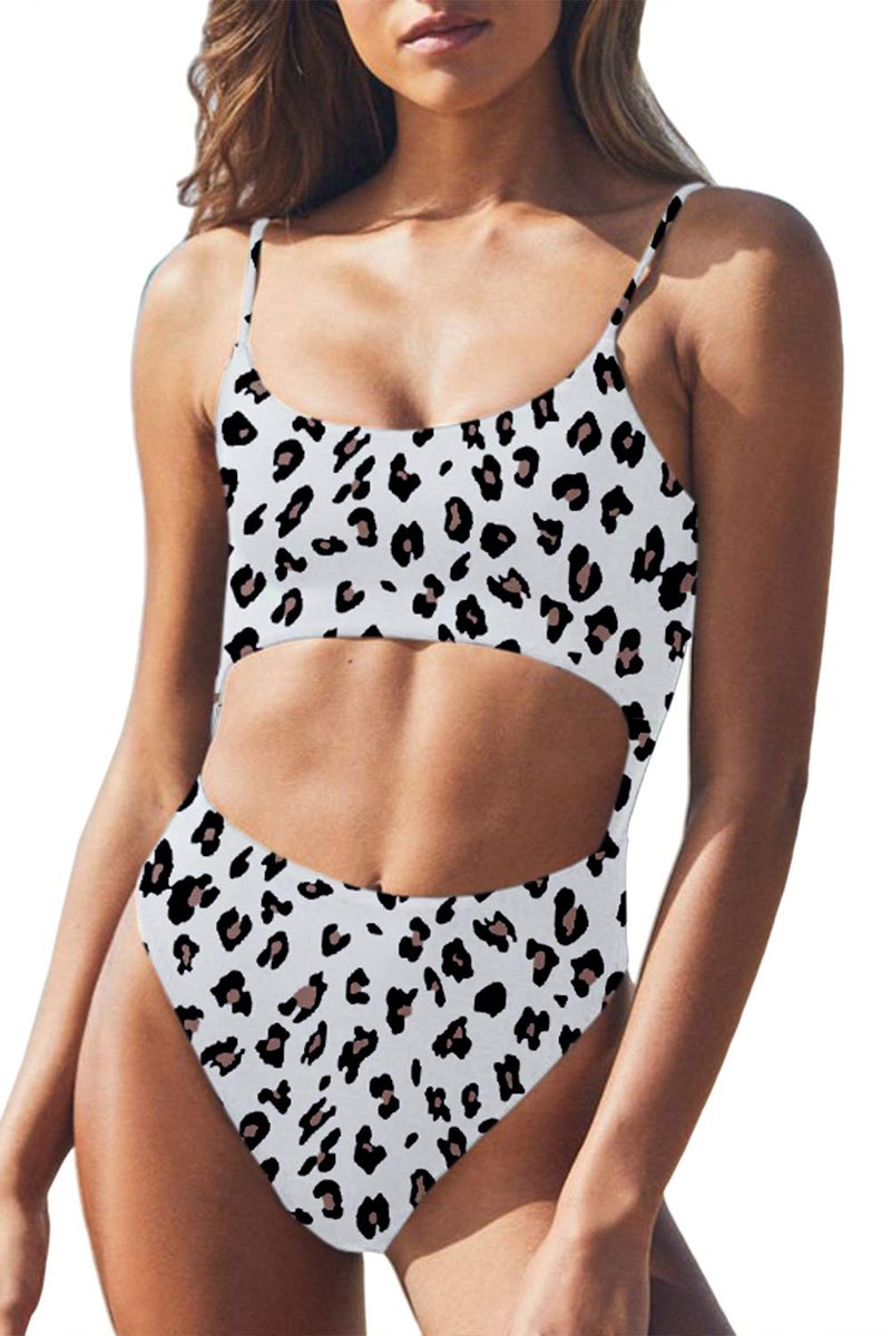 Meyeeka Women's Hign Cut Leopard Print One Piece Monokini Swimsuits Backless Thong Bathing Suits S - Image 3