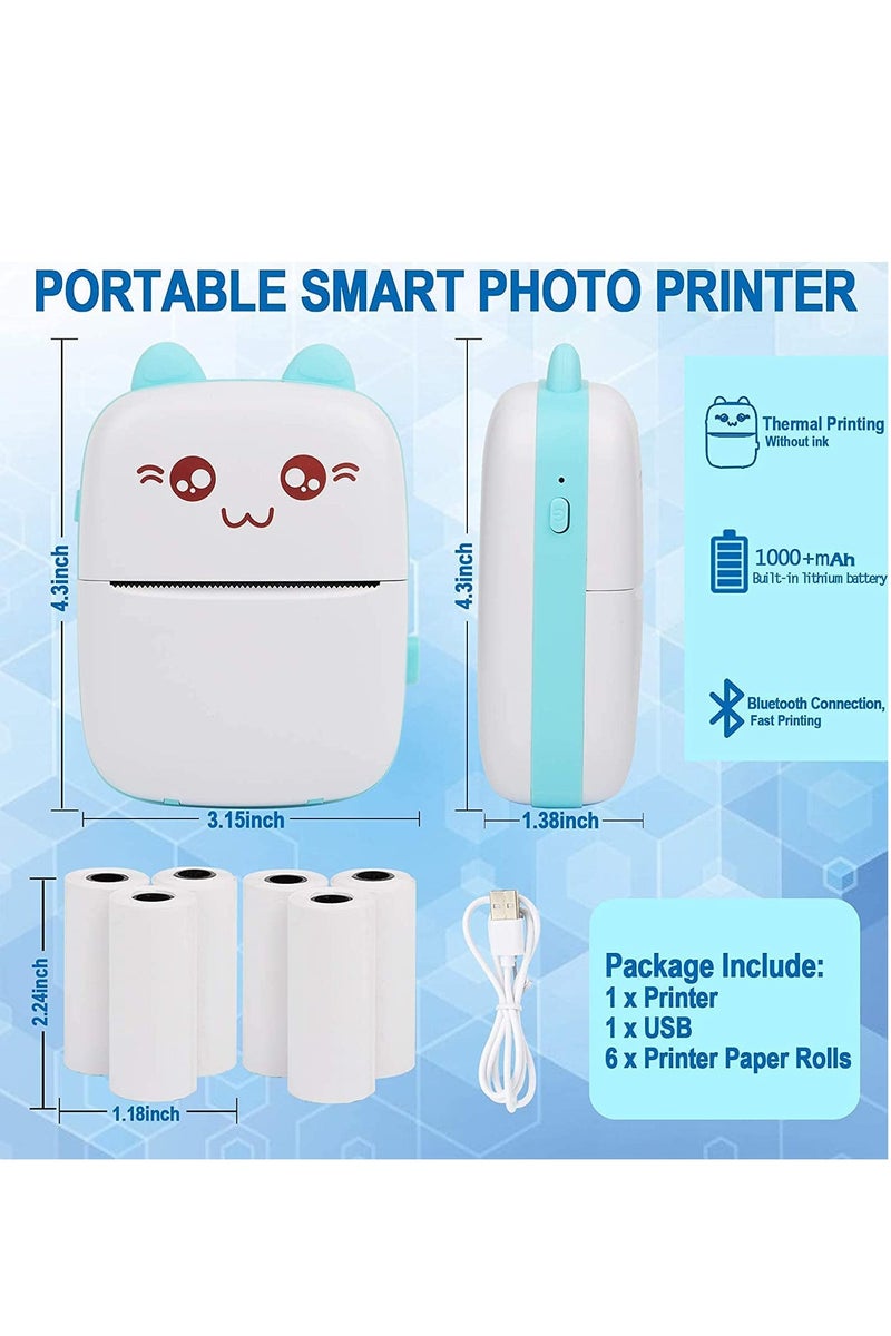 فوميمو طابعة صغيرة، طابعات محمولة بدون حبر، طابعة حرارية محمولة، طابعة صور صغيرة مع ست لفات من الورق الحراري، للمكتب والمنزل - Image 2
