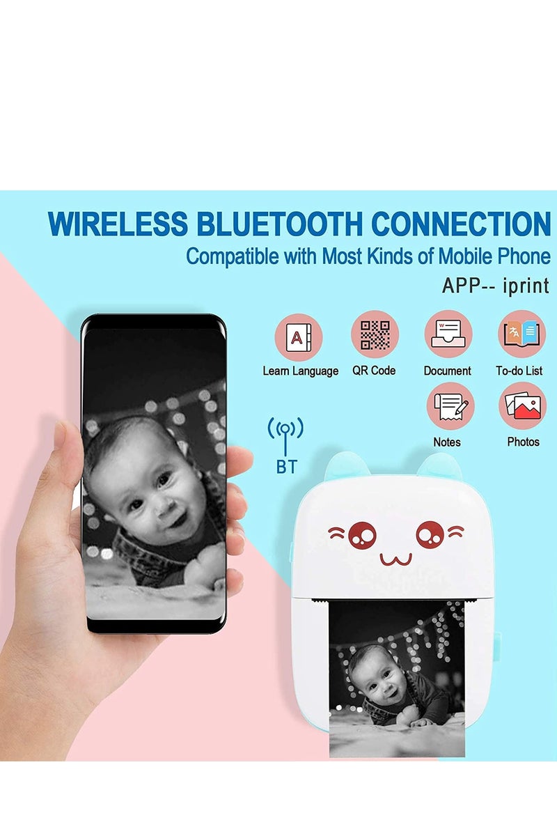 فوميمو طابعة صغيرة، طابعات محمولة بدون حبر، طابعة حرارية محمولة، طابعة صور صغيرة مع ست لفات من الورق الحراري، للمكتب والمنزل - Image 3