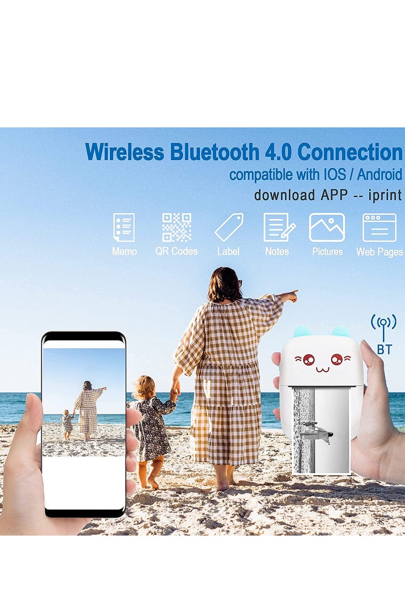 فوميمو طابعة صغيرة، طابعات محمولة بدون حبر، طابعة حرارية محمولة، طابعة صور صغيرة مع ست لفات من الورق الحراري، للمكتب والمنزل - Image 4