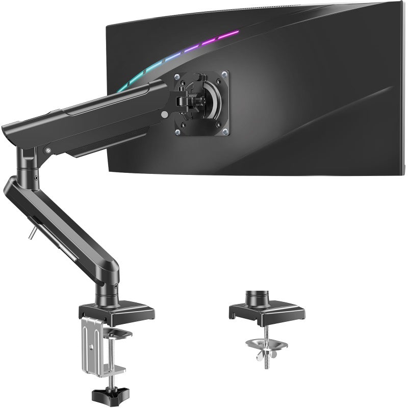 MOUNT PRO Single Monitor Desk Mount, 13-32 inch Adjustable Full Motion Monitor Arm, Computer Monitor Stand Holder with Clamp and Grommet Base, Fits 4.4 to 22lbs Screens, VESA Mount Bracket, Black, Freelift Pro - Image 1