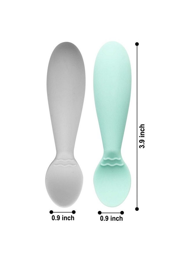 PandaEar Baby Infant Spoons BPA Free, 4-Pack, Soft Silicone, Self Feeding Fat Handle Utensil - Image 2