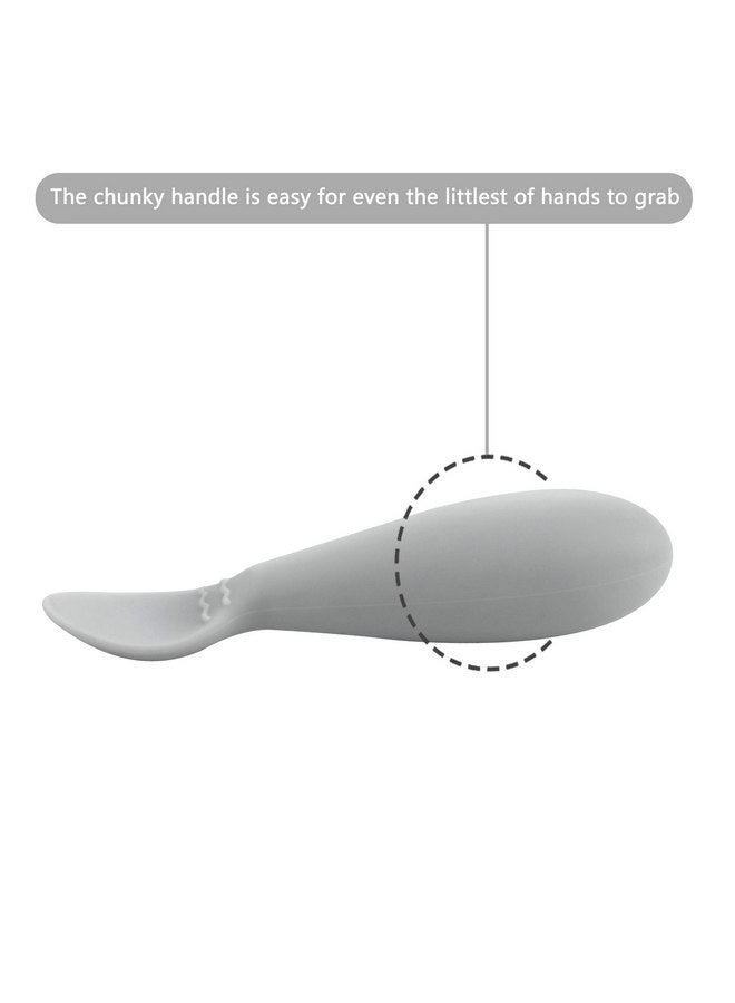 PandaEar Baby Infant Spoons BPA Free, 4-Pack, Soft Silicone, Self Feeding Fat Handle Utensil - Image 5