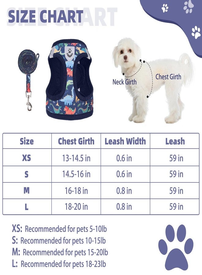 كولتيل طقم سرج ومقود للكلاب الصغيرة والمتوسطة من كولتيل، سرج شبكي ناعم مريح مبطن للحيوانات الأليفة، سرج تدريب قابل للتعديل وعاكس للضوء وسهل المشي للجراء والقطط، تصميم ديناصور صغير - Image 2