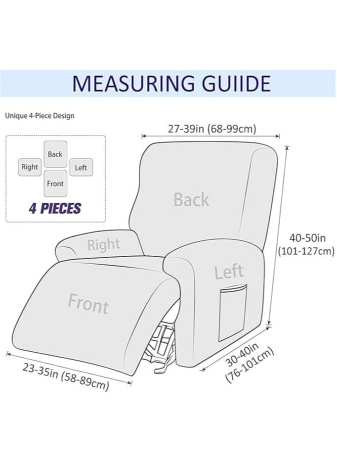 4-piece recliner stretch sofa slide recliner cover 1-seater sofa protective cover soft furniture protective cover with elastic chair cover jacquard pattern
