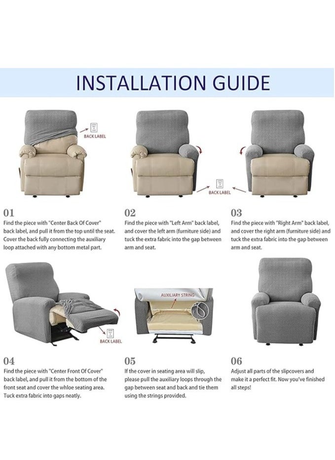 4-piece recliner stretch sofa slide recliner cover 1-seater sofa protective cover soft furniture protective cover with elastic chair cover jacquard pattern
