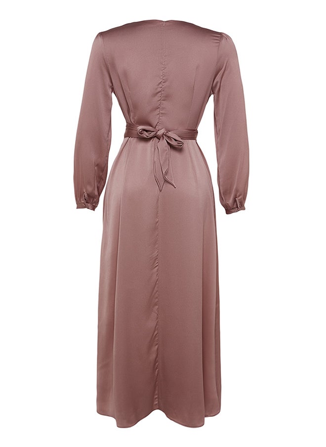 trendyol - Pink Cross Tie Detailed Satin Evening Dress TCTAW22EB0105 - Image 1