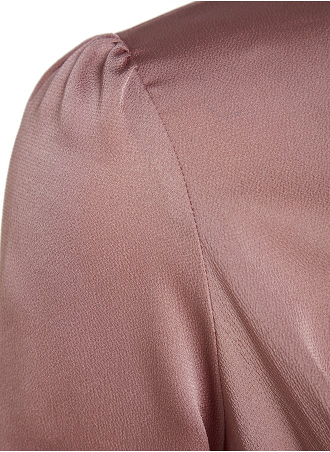 trendyol - Pink Cross Tie Detailed Satin Evening Dress TCTAW22EB0105 - Image 1
