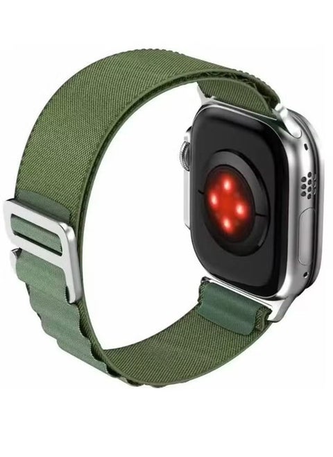 Alpine Loop Compatible with Apple Watch Band 49MM Textile Nylon Rugged Alpine Loop with Metal G‑Hook Compatible for apple watch SE/ series 8/7/6/5/4/3/2/1 Green