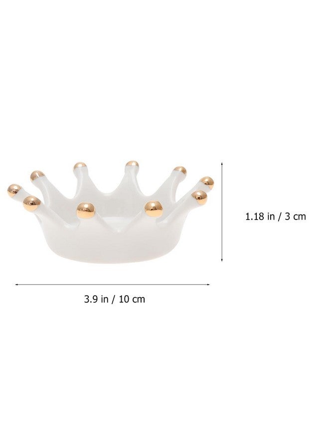 minkissy Minkissy Ceramic Nail Art Palette Crown Shape Manicure Palette Color Mixing Pigment Palette Pigment Holder Finger Ring Plate for Art Nail Makeup (White) - Image 5