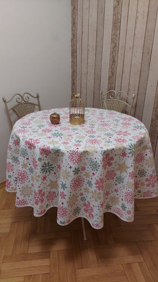 Round, Christmas Patterned, Duck (Liquid Repellent, Stain Resistant) Fabric, Table Cloth - pzsku/Z5912E32FB169513ED7F1Z/45/_/1740579060/ca312987-26ae-4e92-9355-1b3ac60cde0d