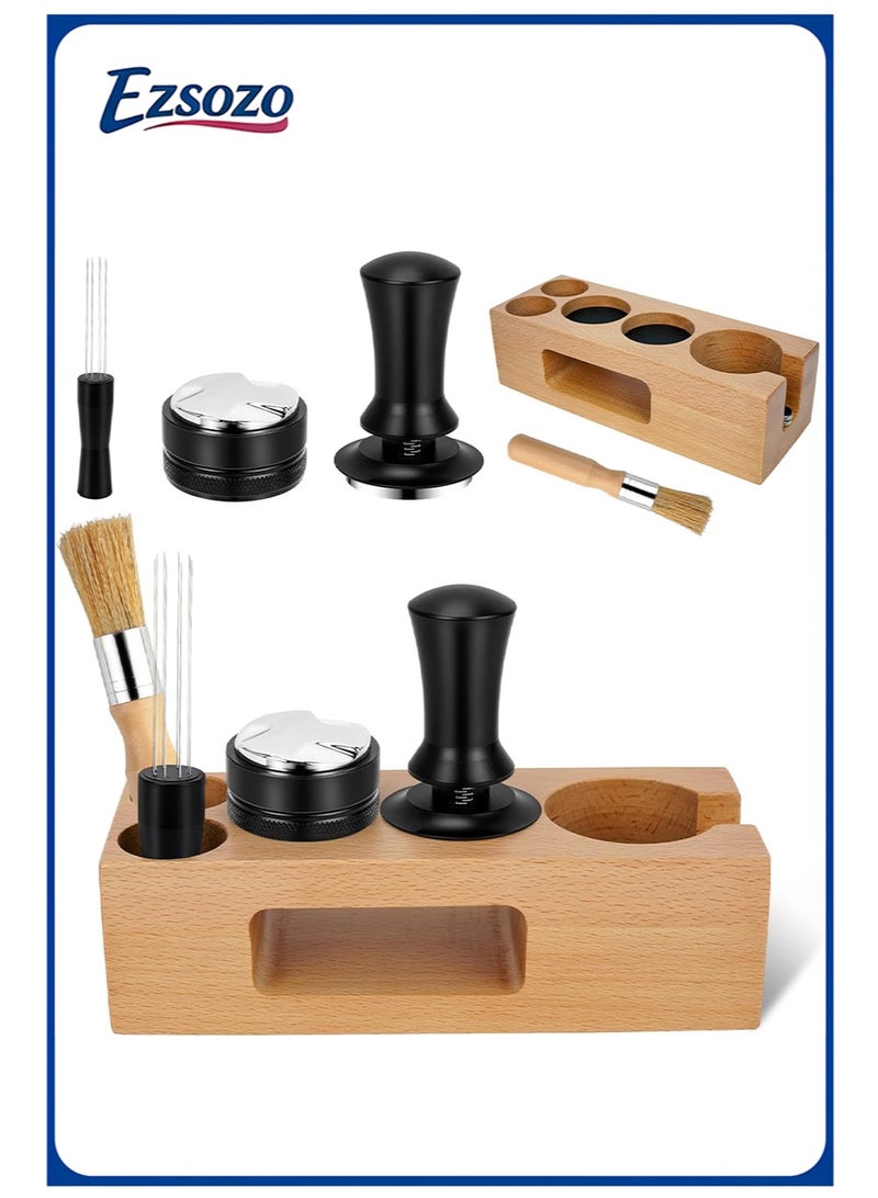 EZSOZO 5 Pack 51mmEspresso Tamper Set Espresso Accessories Kit， With 304 Stainless Steel Espresso Tamper Coffee Distributor，Espresso Stirrer， Espresso Tamping Station， Coffee Clean Brush， Espresso Tools for Coffee Bar - Image 1
