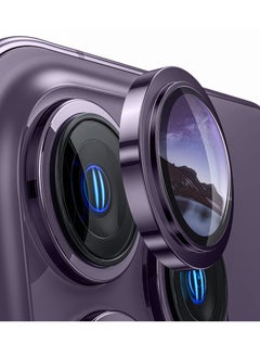 KASTWAVE for iPhone 14 Pro/iPhone 14 Pro Max Camera Lens Protector, [Keep Lens Original Design] Anti-Scratch 9H Tempered Glass Camera Cover Screen Protector Metal Ring Accessories - Deep Purple  - Image 1