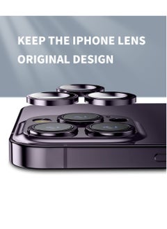 KASTWAVE for iPhone 14 Pro/iPhone 14 Pro Max Camera Lens Protector, [Keep Lens Original Design] Anti-Scratch 9H Tempered Glass Camera Cover Screen Protector Metal Ring Accessories - Deep Purple  - Image 4