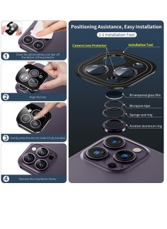 KASTWAVE for iPhone 14 Pro/iPhone 14 Pro Max Camera Lens Protector, [Keep Lens Original Design] Anti-Scratch 9H Tempered Glass Camera Cover Screen Protector Metal Ring Accessories - Deep Purple  - Image 2