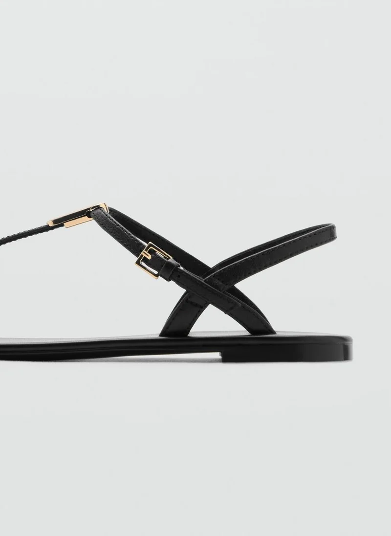 MANGO  Leather sandals with metallic detail for Women | Best Price UAE