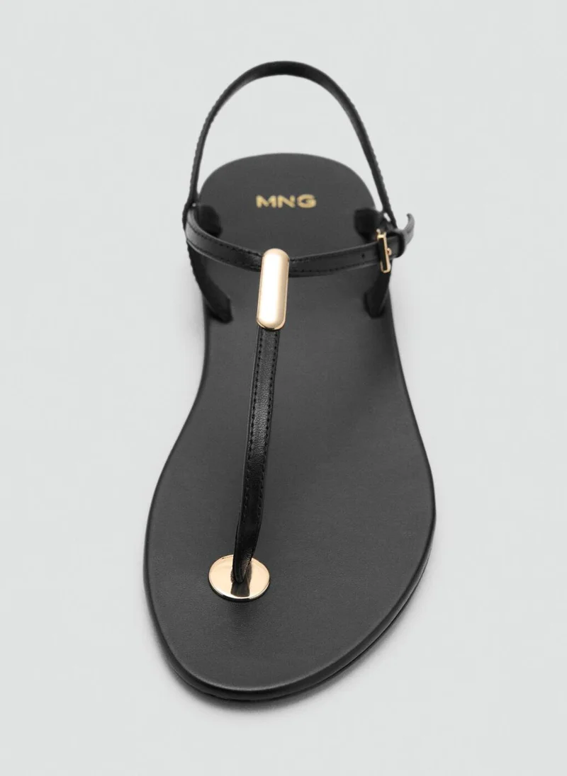 MANGO  Leather sandals with metallic detail for Women | Best Price UAE