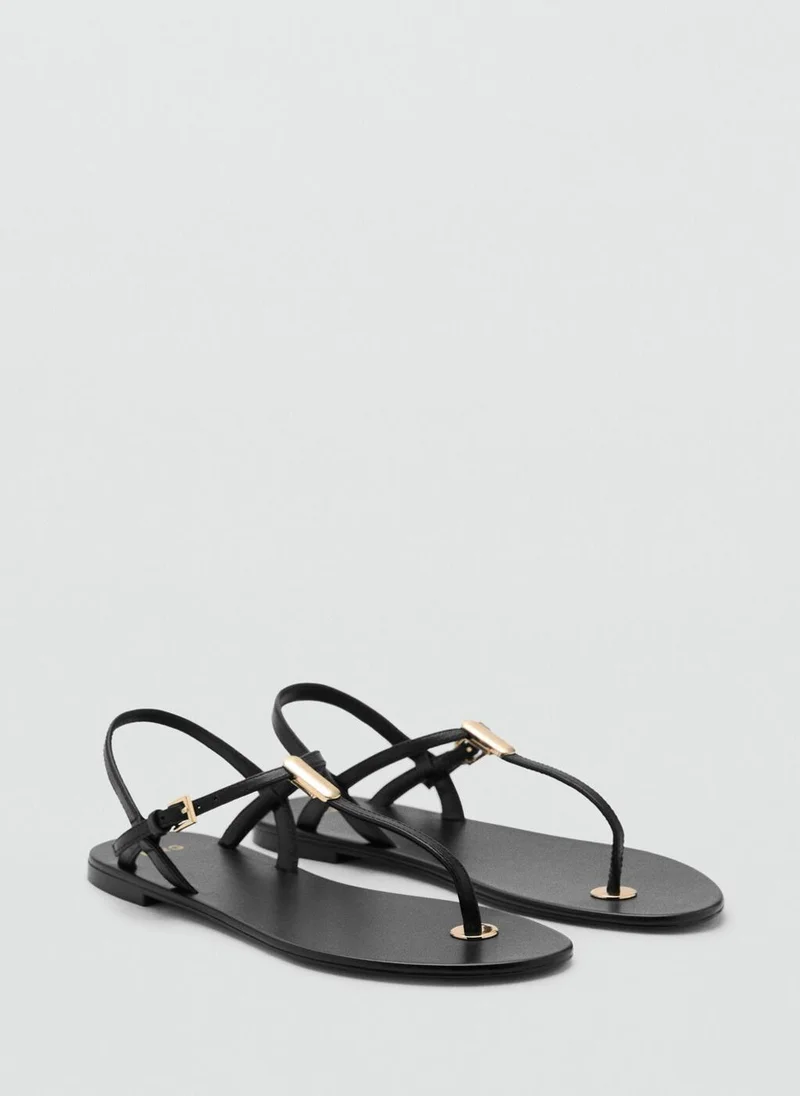 مانجو Leather sandals with metallic detail